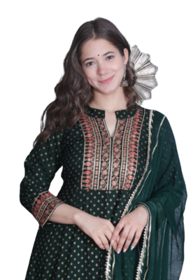  Green Kurti Pant Duptta 3