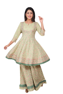 Light Green Kurti Sharara With Duptta 1