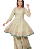 Light Green Kurti Sharara With Duptta