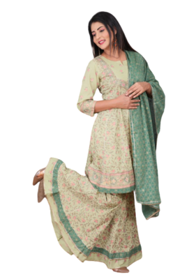 Light Green Kurti Sharara With Duptta 2