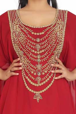  Dubai Moroccan Stylish Kaftan Georgette Floor Length Elegant Party Wear  Dresses 2