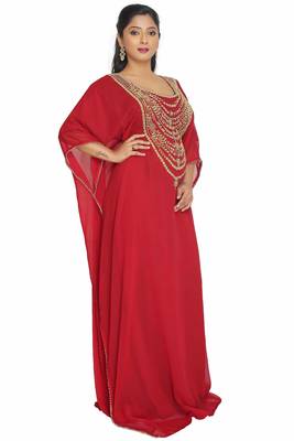  Dubai Moroccan Stylish Kaftan Georgette Floor Length Elegant Party Wear  Dresses 3