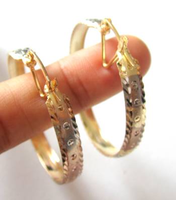 3 Tone Gold Plated Hoop Earrings 1