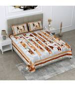Cotton Multicolour King Size Printed  Double  Bed Sheet  With Pillow Cover