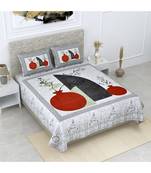 Cotton Multicolour King Size Printed  Double  Bed Sheet  With Pillow Cover