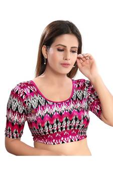 Women's Velvet Elbow Sleeves Saree Blouse