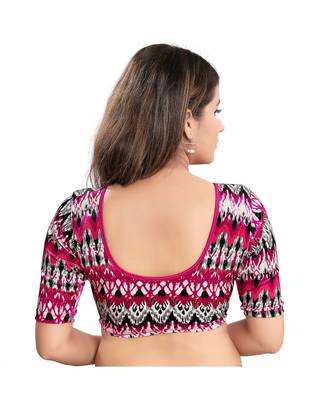 Women's Velvet Elbow Sleeves Saree Blouse 3