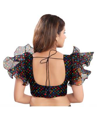 Women's Organza Short Sleeves Saree Blouse 3