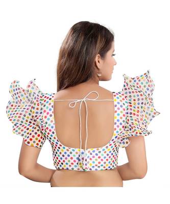 Women's Organza Short Sleeves Saree Blouse 3