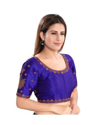 Women's Dupion Silk Elbow Sleeves Saree Blouse 2