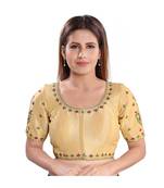 Women's Dupion Silk Elbow Sleeves Saree Blouse