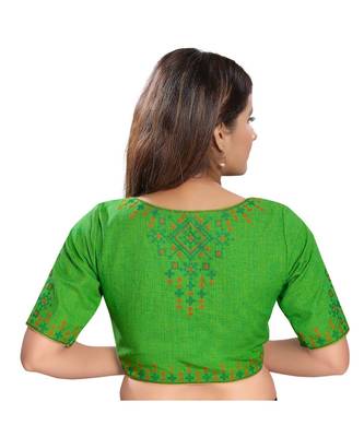 Women's Cotton Elbow Sleeves Saree Blouse 3
