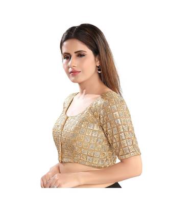 Women's Net Elbow Sleeves Saree Blouse 2