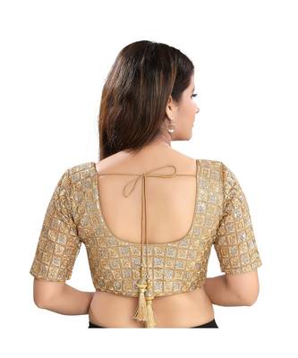 Women's Net Elbow Sleeves Saree Blouse 3