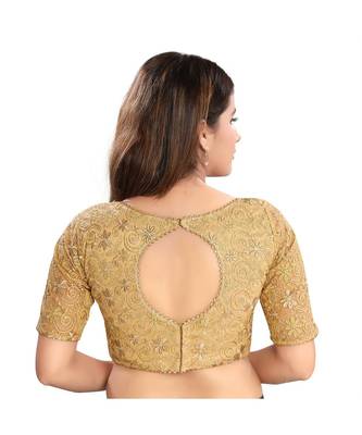 Women's Net Elbow Sleeves Saree Blouse 3
