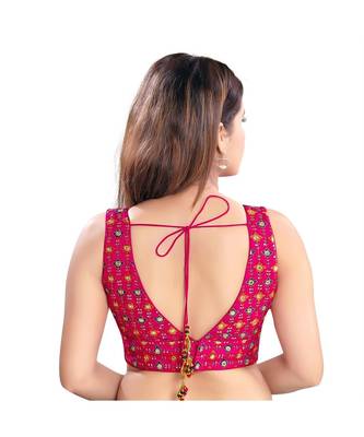 Women's Brocade Sleeveless Saree Blouse 3