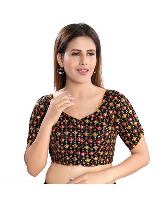 Women's Brocade Elbow Sleeves Saree Blouse 1