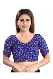 Women's Brocade Elbow Sleeves Saree Blouse