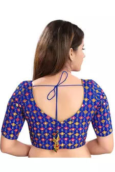 Women's Brocade Elbow Sleeves Saree Blouse