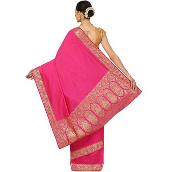 Banarasi Silk Works Women's Yellow Katan Zari  Saree with Blouse piece 2