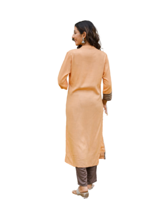  Peach& Grey Kurti Pant Duptta 3