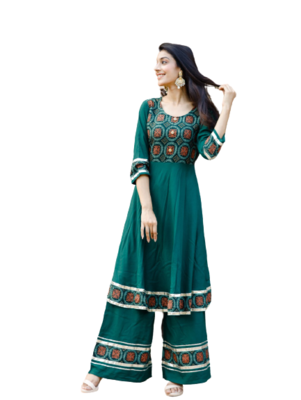  Green Kurti Sharara 1