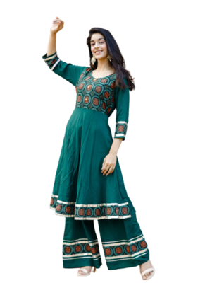  Green Kurti Sharara 3