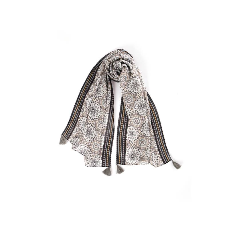 Grey Geometric Print Scarf to keep you updated with the Latest Fashion