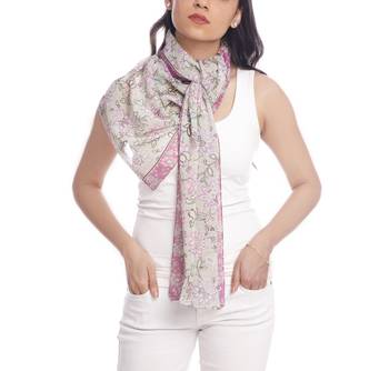 Grey and Pink Floral Print Scarf to keep you updated with the Latest Fashion 1