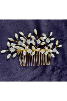 Cream Yellow Gold  Hair Brooch