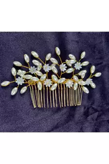 Cream Yellow Gold  Hair Brooch
