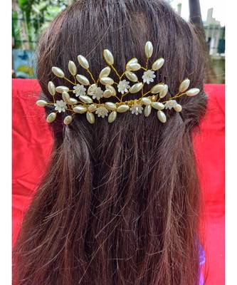 Cream Yellow Gold  Hair Brooch 3