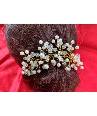 White Yellow Gold  Hair Brooch 2