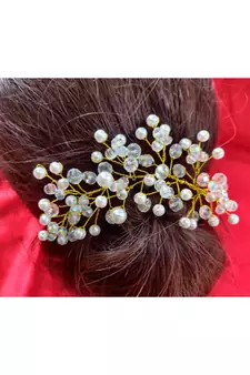 White Yellow Gold  Hair Brooch