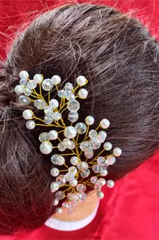 White Yellow Gold  Hair Brooch