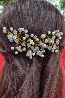 White Yellow Gold  Hair Brooch