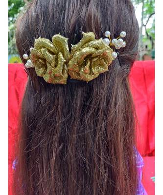 Gold Yellow Gold  Hair Brooch 3