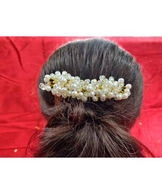 White Yellow Gold  Hair Brooch 2