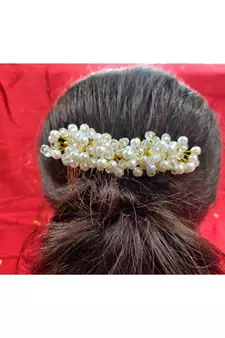 White Yellow Gold  Hair Brooch