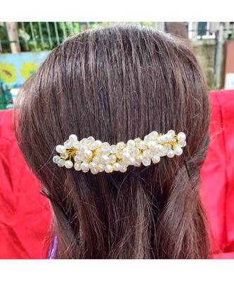 White Yellow Gold  Hair Brooch 3