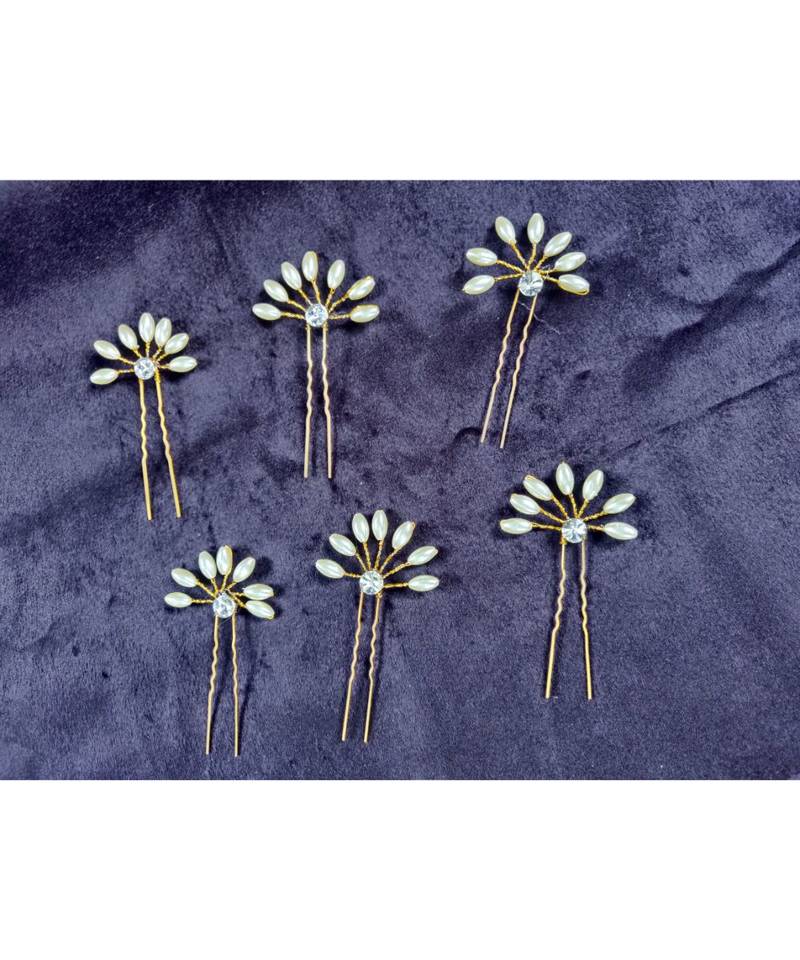 White Yellow Gold  Hair Pins