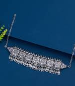 Traditional Adjustable  Silver  Oxidised Necklace Jewellery For Women Girls