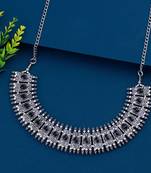 Traditional Silver Black Oxidised Adjustable  Necklace Jewellery For Women Girls