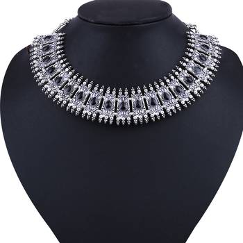Traditional Silver Black Oxidised Adjustable  Necklace Jewellery For Women Girls 4