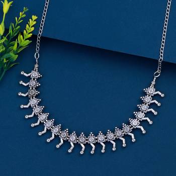 Adjustable Traditional Choker  Silver Oxidised Necklace Jewellery For Women Girls 1