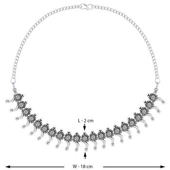 Adjustable Traditional Choker  Silver Oxidised Necklace Jewellery For Women Girls 3