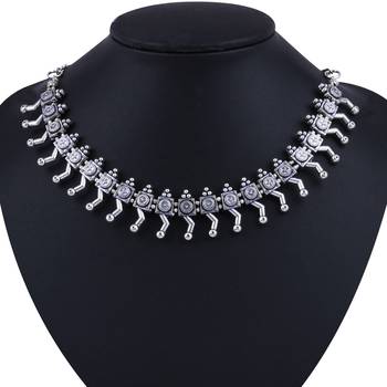 Adjustable Traditional Choker  Silver Oxidised Necklace Jewellery For Women Girls 4