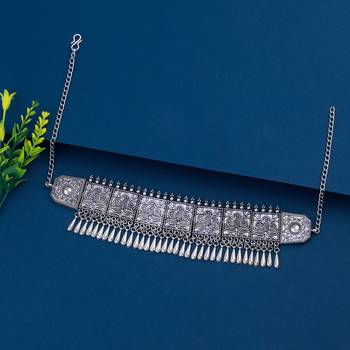 Traditional Choker  Silver  Oxidised Adjustable  Necklace Jewellery For Women Girls 1