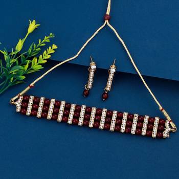 Gold Plated Traditional Adjustable  Choker Set Jewellery For Women Girls 1