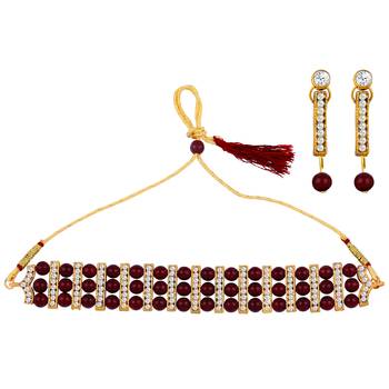 Gold Plated Traditional Adjustable  Choker Set Jewellery For Women Girls 2